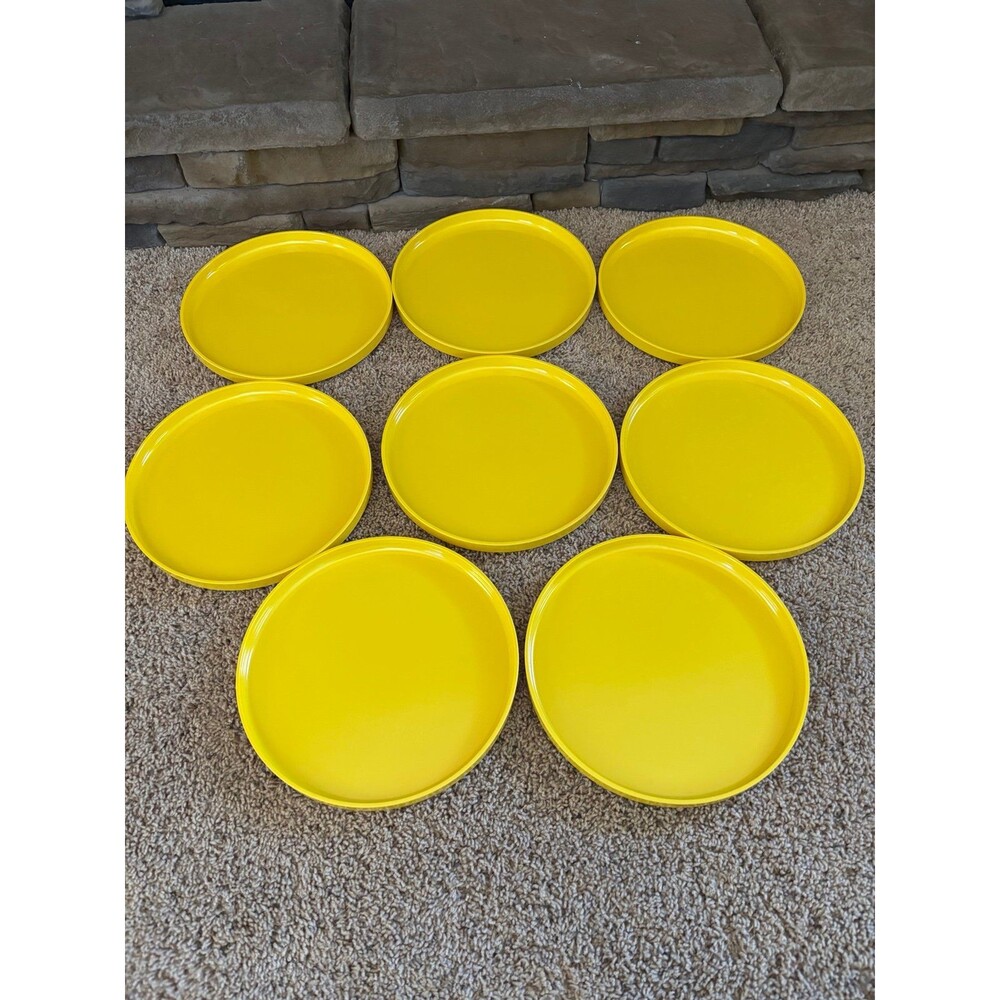Vintage Heller Massimo Vignelli Dinner Plates Stackable Yellow 9.75” Lot of 8